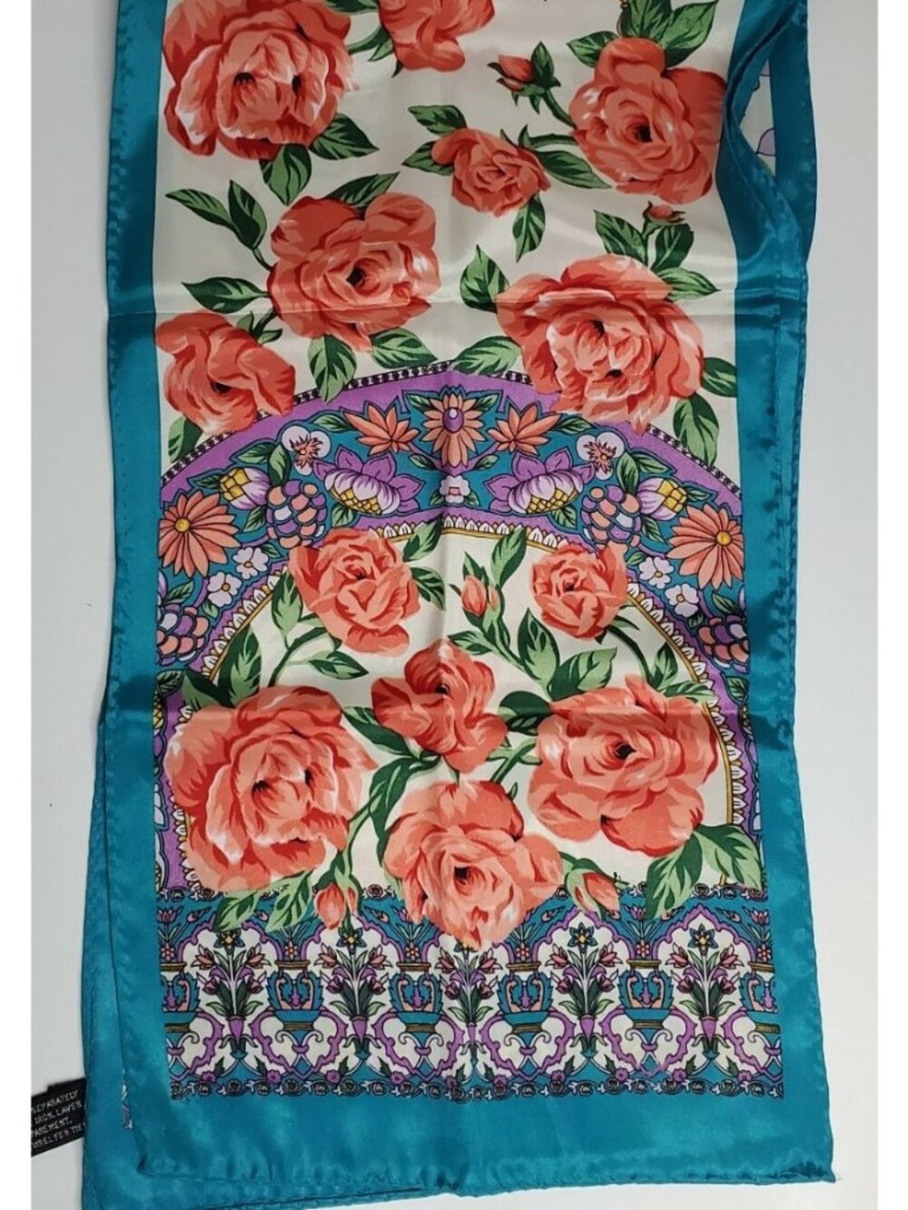 Women's Vintage Medallion Rose Floral Scarf Pink Roses, Multi-Colored Florals